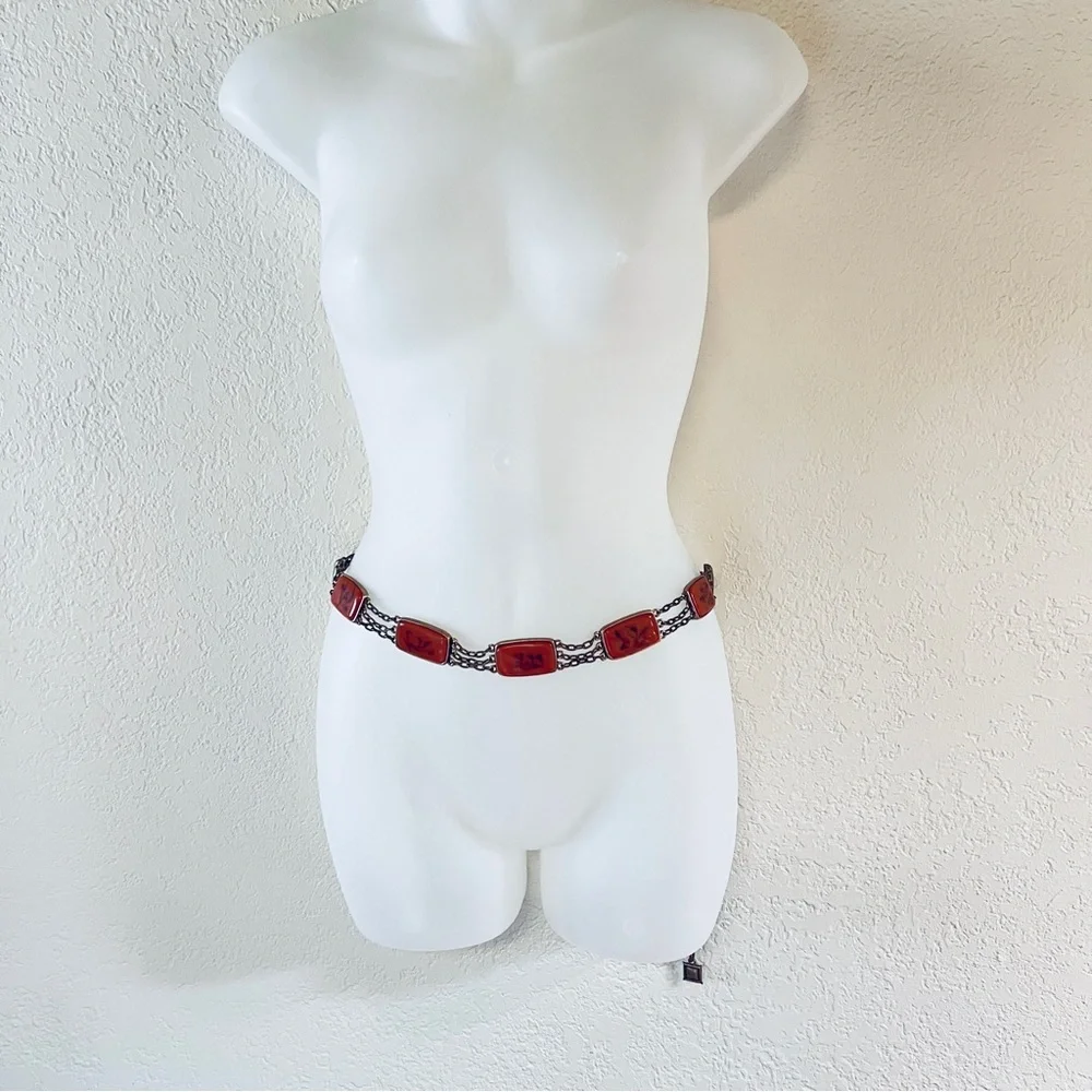 Vintage aged brass tone, Bohemian, chic chain small adjustable hip belt